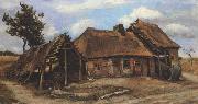 Vincent Van Gogh Cottage with Decrepit Barn and Stooping Woman (nn04) oil painting picture wholesale